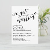 We Got Married Calligraphy Bruiloft na-feestje Kaart (Staand voorkant)