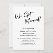 We Got Married Calligraphy Bruiloftsreceptie Kaart (Voorkant)
