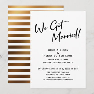 We Got Married Calligraphy Bruiloftsreceptie Kaart