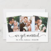 We Got Married Calligraphy Heart 3 Foto Aankondiging (Voorkant)