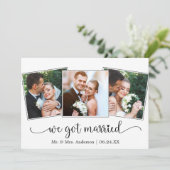 We Got Married Calligraphy Heart 3 Foto Aankondiging (Staand voorkant)