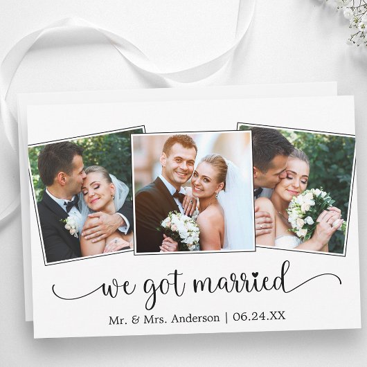 We Got Married Calligraphy Heart 3 Foto Aankondiging