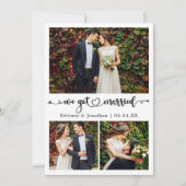 We Got Married Calligraphy Heart 3 Photo Wedding Aankondiging (Voorkant)