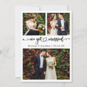 We Got Married Calligraphy Heart 3 Photos Wedding Aankondiging (Voorkant)