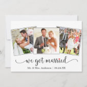 We Got Married Calligraphy Red Heart 3 Photo Aankondiging (Voorkant)