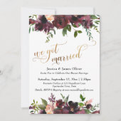 We Got Married Dieprood Fluweel Bloemen & Goud Kaart (Voorkant)