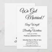 "We Got Married!" Eenvoudige Elegante Trouwrecepti Kaart (Voorkant / Achterkant)