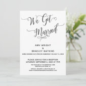 "We Got Married" Elegante bruiloftreceptie Kaart (Staand voorkant)