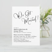 We Got Married Elegante Calligrafie in Zwart Wit Kaart (Staand voorkant)