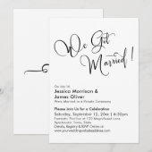 We Got Married Elegante Calligrafie in Zwart Wit Kaart (Voorkant / Achterkant)