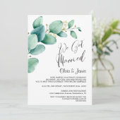 We Got Married Eucalyptus Leaves Bruiloftsreceptie Kaart (Staand voorkant)