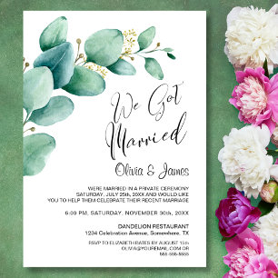 We Got Married Eucalyptus Leaves Trouwreceptie Kaart