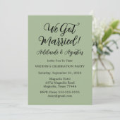We Got Married Green Invitation Kaart (Staand voorkant)