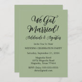 We Got Married Green Wedding Reception Kaart (Voorkant / Achterkant)