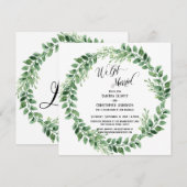 We Got Married Groen Krans Ontvangst-Only Kaart (Voorkant / Achterkant)