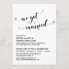 We Got Married Harten Typografie Ontvangst Alleen Kaart