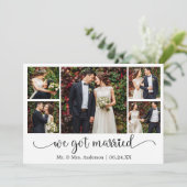 We Got Married Heart Calligraphy 5 Photo Wedding Aankondiging (Staand voorkant)