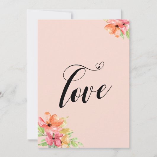 We Got Married Hearts Script Blush Bloemen Kaart (Achterkant)