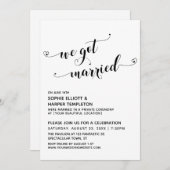 We Got Married Hearts Typography Ontvangst Only Kaart (Voorkant / Achterkant)