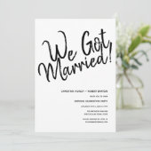 "We Got Married!" Informele Huwelijksreceptie Kaart (Staand voorkant)