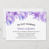 We Got Married Lavender Bloemen Bruiloftsreceptie Kaart (Voorkant)