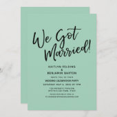 We Got Married! Lichtgroene Casual Ontvangst Kaart (Voorkant / Achterkant)
