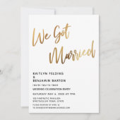 We Got Married Minimal Goud Calligraphy Ontvangstf Kaart (Voorkant)