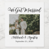We Got Married Photo Food and Beverage Label Set Wijn Etiket (Enkel label)