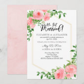 We Got Married Roze Bloemige Trouwdag Kaart (Voorkant / Achterkant)