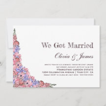 We Got Married Roze Bloemige Trouwreceptie