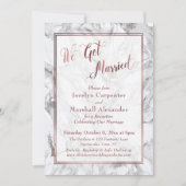 We Got Married Roze Gouden Schrift Marmer Ontvangs Kaart (Voorkant)