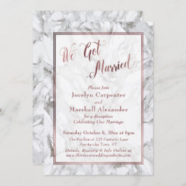 We Got Married Roze Gouden Schrift Marmer Ontvangs Kaart