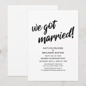 " We Got Married!" Script bruiloftsreceptie evenem Kaart (Voorkant / Achterkant)