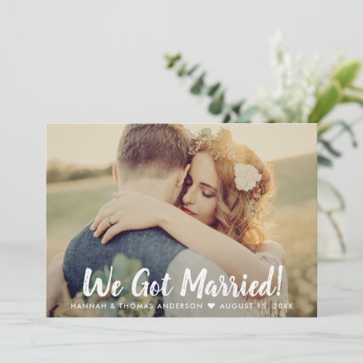 We Got Married Script Foto Bruiloft Aankondiging (Staand voorkant)