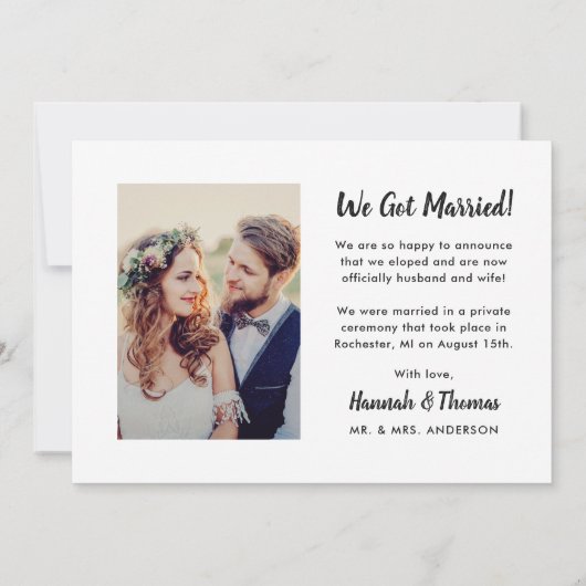 We Got Married Script Foto Bruiloft Aankondiging (Achterkant)