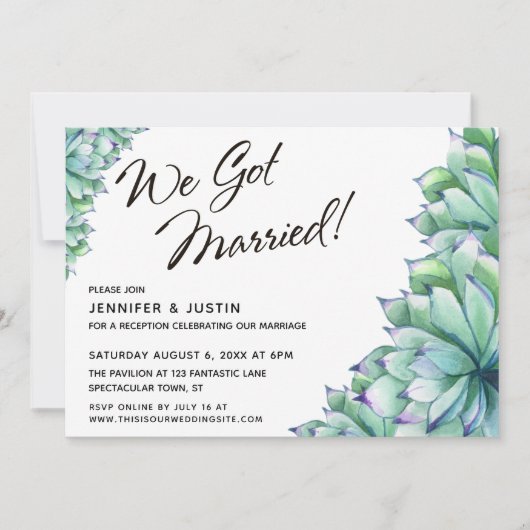 We Got Married Script met waterverf succulenten Kaart (Voorkant)