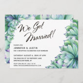 We Got Married Script met waterverf succulenten Kaart (Voorkant / Achterkant)