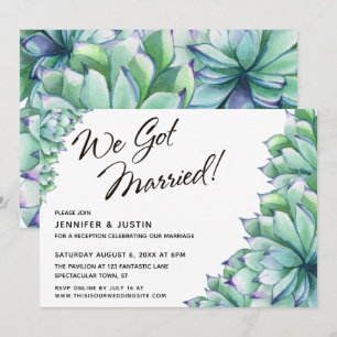 We Got Married Script met waterverf succulenten Kaart