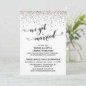 We Got Married Script Roze Gouden Confetti Ontvang Kaart (Staand voorkant)