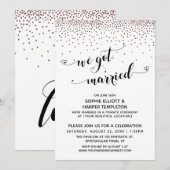 We Got Married Script Roze Gouden Confetti Ontvang Kaart (Voorkant / Achterkant)