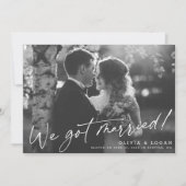 We Got Married! Script Wedding Photo Elopement Kaart (Voorkant)