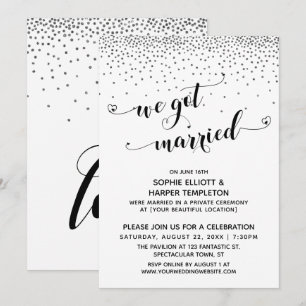 We Got Married Script Zilveren Confetti Ontvangst Kaart
