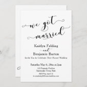 We Got Married Script Zwart en Wit Ontvangst Kaart (Voorkant / Achterkant)