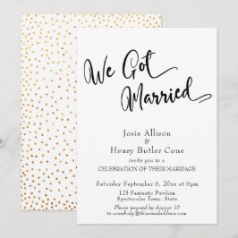 We Got Married Trouwreceptie, Gouden Confetti Kaart
