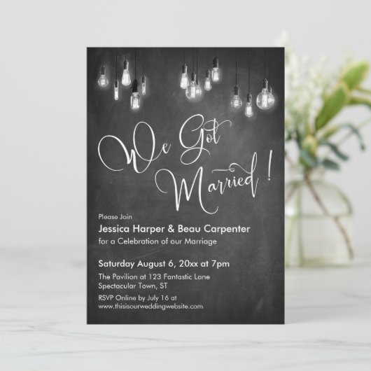 We Got Married Typografie Edison Lichten Schoolbor Kaart (Staand voorkant)