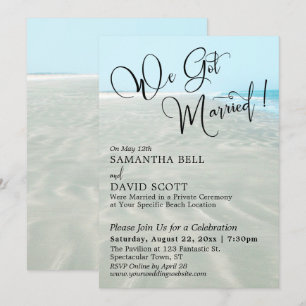 We Got Married Typografie Gerimpeld Zand Aqua Wate Kaart