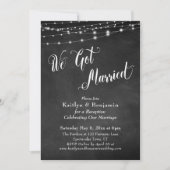 We Got Married Typografie Krijtbord Lichtslingers Kaart (Voorkant)