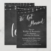 We Got Married Typografie Krijtbord Slingerlichtje Kaart (Voorkant / Achterkant)
