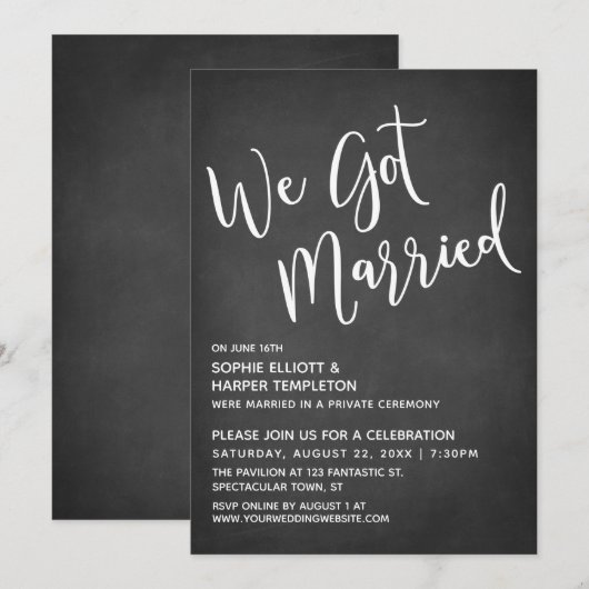 We Got Married Typografie op een subtiele schoolbo Kaart (Voorkant / Achterkant)