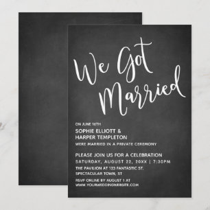 We Got Married Typografie op Subtiel Schoolbord Kaart